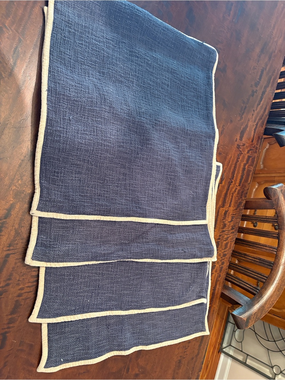 Pottery Barn Navy Accent Pillow Cover with Cream Border - Picture 5 of 7